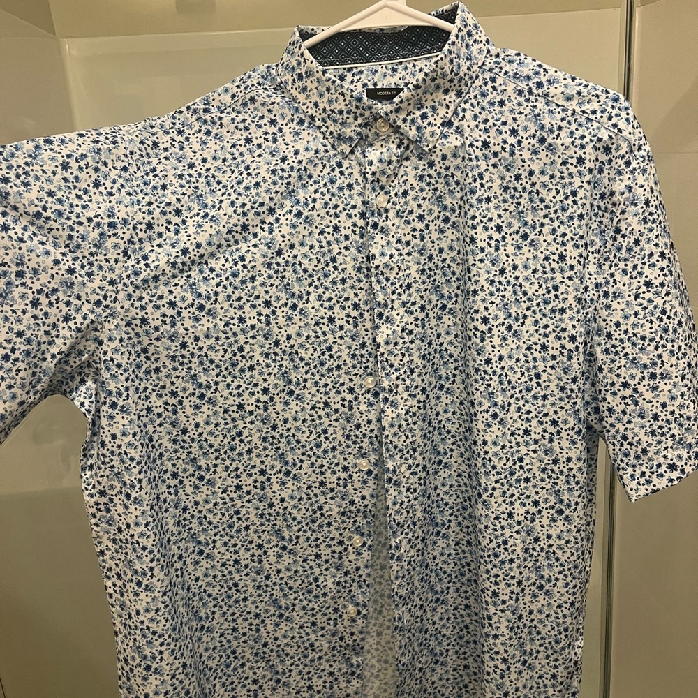 Pronto Uomo Blue and White Casual Button Down Shirt